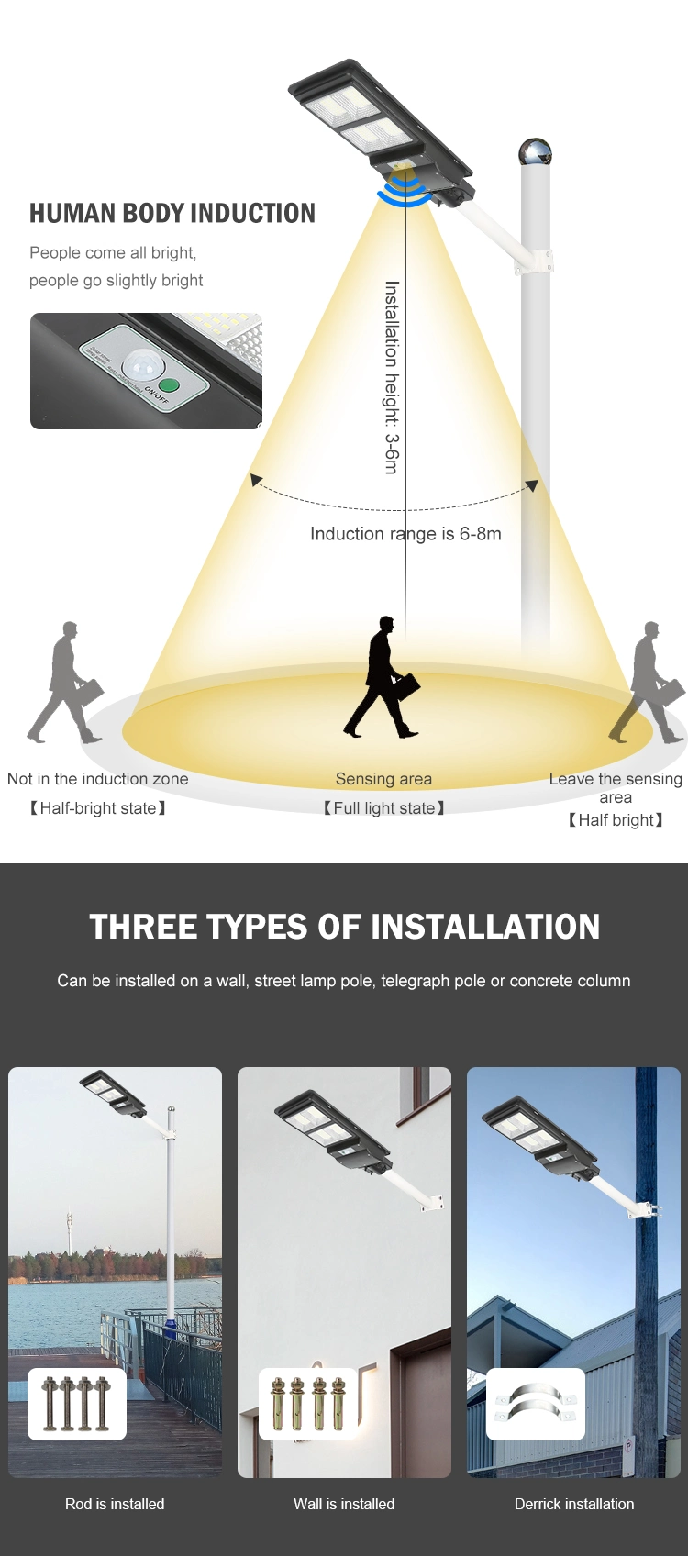 ABS plastic IP65 Waterproof Outdoor 50W 100W 150W 200W 250W 300W Integrated All in One LED Solar Street Light